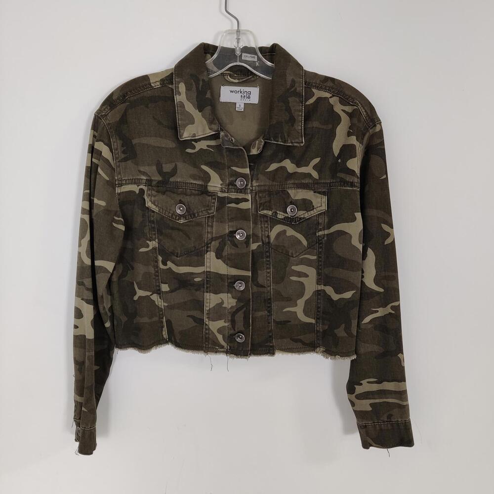 Working Title Women's Camouflage Cropped Denim Jacket Small